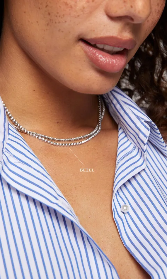 Generation Love Clothing Tresor Bezel Tennis Necklace 354 Carats White Gold Women Fine Jewelry
