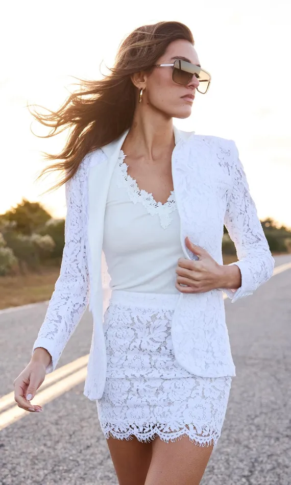 Generation Love Clothing Zoya Lace Blazer White Women Blazers and Jackets