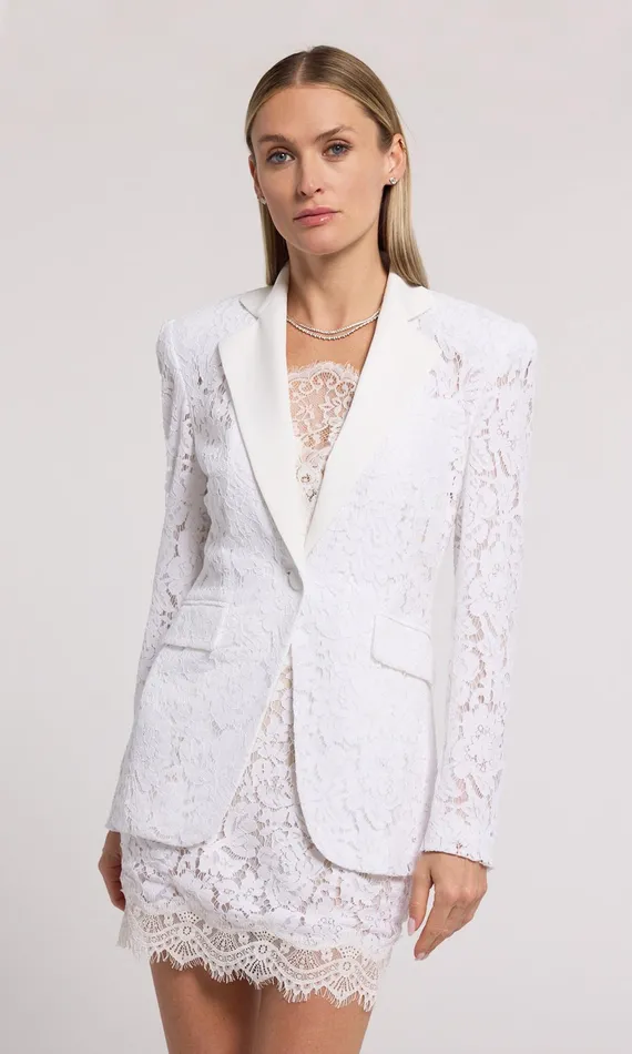Generation Love Clothing Zoya Lace Blazer White Women Blazers and Jackets