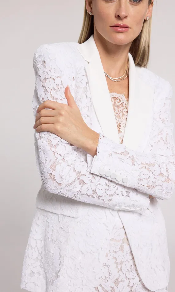 Generation Love Clothing Zoya Lace Blazer White Women Blazers and Jackets