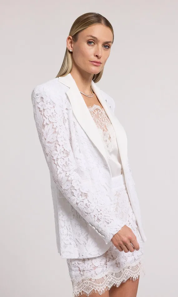 Generation Love Clothing Zoya Lace Blazer White Women Blazers and Jackets