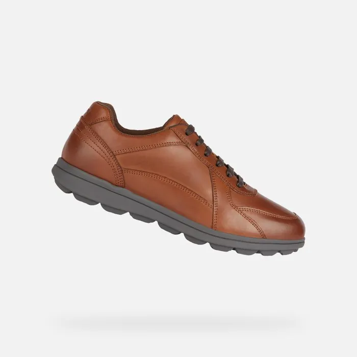 Geox Casual Shoes SPHERICA EC12 Men039s Cognac Leather Sneakers Geox Cognac 8211 Man Geox Casual Shoes SPHERICA EC12 Men039s Cognac Leather Sneakers Geox Cognac 8211 Man