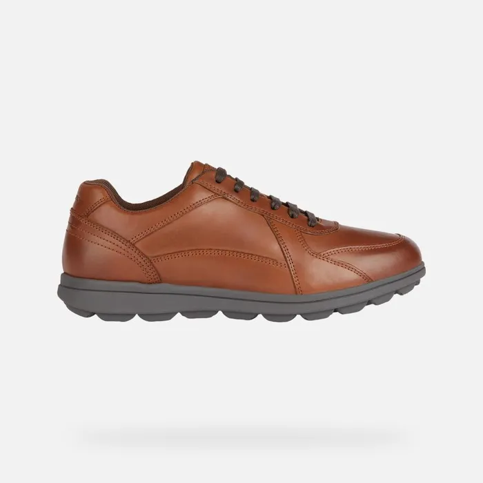 Geox Casual Shoes SPHERICA EC12 Men039s Cognac Leather Sneakers Geox Cognac 8211 Man