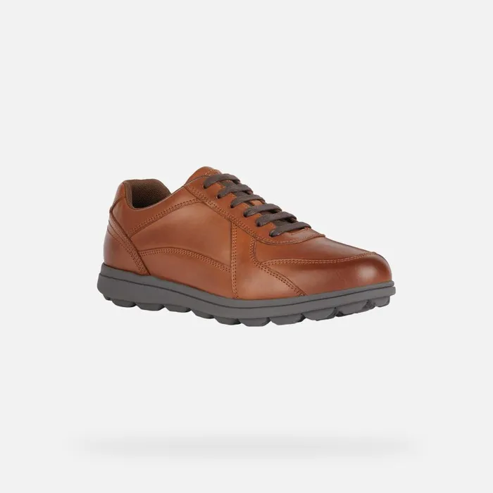 Geox Casual Shoes SPHERICA EC12 Men039s Cognac Leather Sneakers Geox Cognac 8211 Man