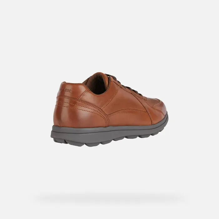 Geox Casual Shoes SPHERICA EC12 Men039s Cognac Leather Sneakers Geox Cognac 8211 Man