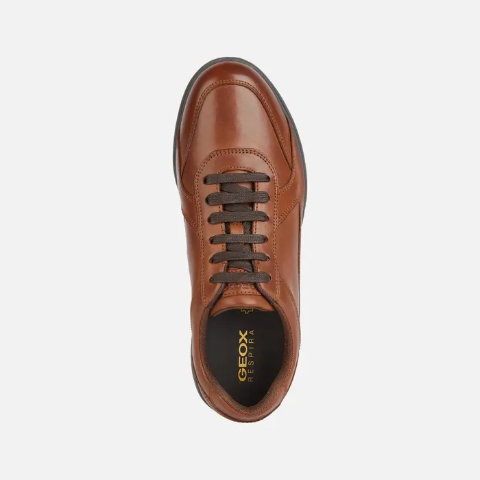 Geox Casual Shoes SPHERICA EC12 Men039s Cognac Leather Sneakers Geox Cognac 8211 Man