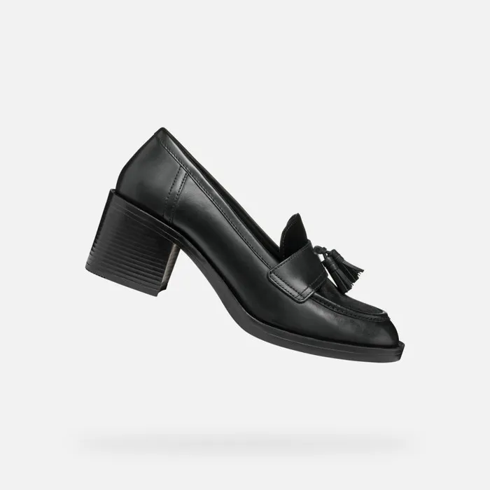 Geox Heels SERILDA 60 WOMAN Black Heeled Loafers Black 8211 Woman