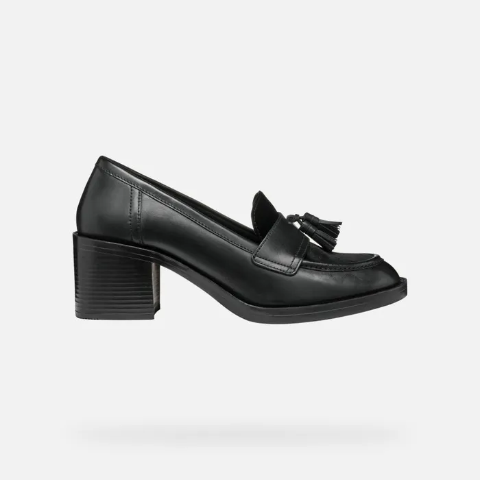 Geox Heels SERILDA 60 WOMAN Black Heeled Loafers Black 8211 Woman