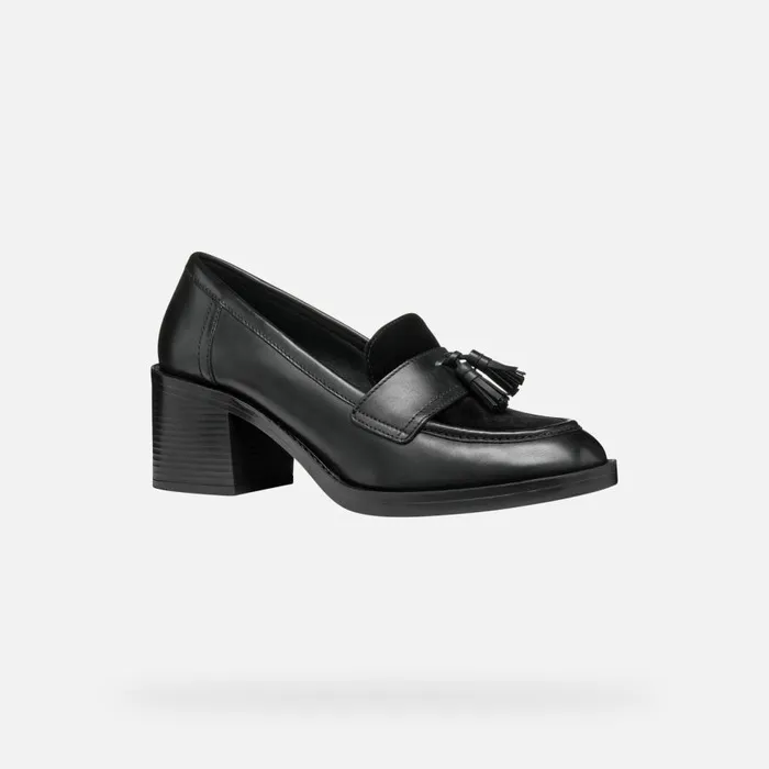 Geox Heels SERILDA 60 WOMAN Black Heeled Loafers Black 8211 Woman