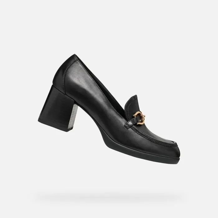 Geox Heels WALK PLEASURE 55 WOMAN Black Heeled Loafers Black 8211 Woman