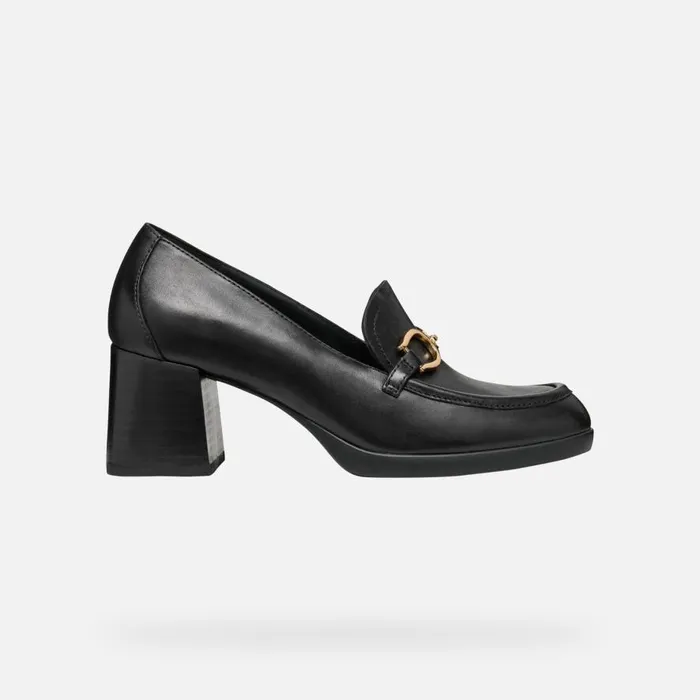 Geox Heels WALK PLEASURE 55 WOMAN Black Heeled Loafers Black 8211 Woman