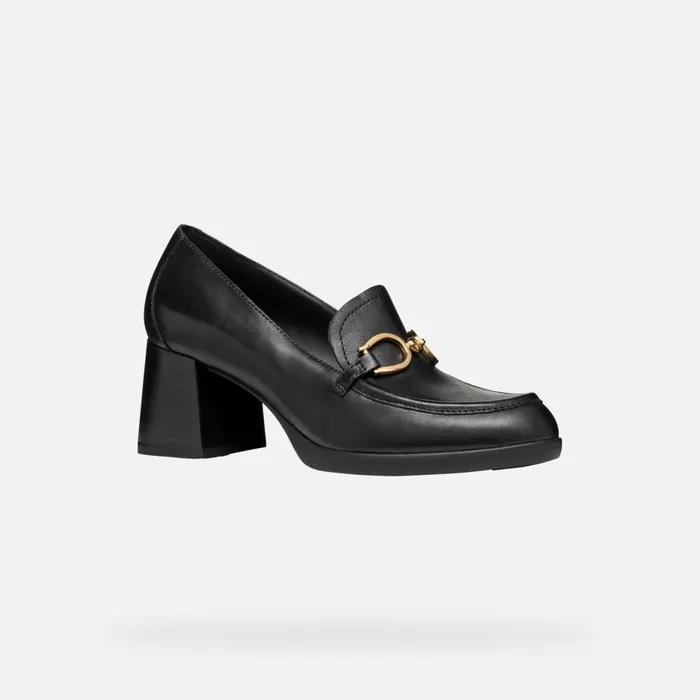 Geox Heels WALK PLEASURE 55 WOMAN Black Heeled Loafers Black 8211 Woman