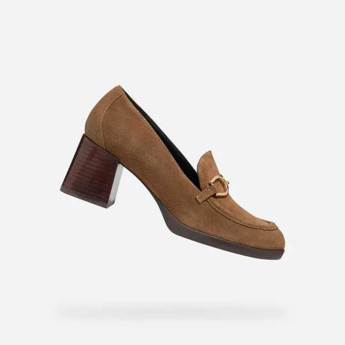 Geox Heels WALK PLEASURE 55 WOMAN Mud Heeled Loafers Mud 8211 Woman