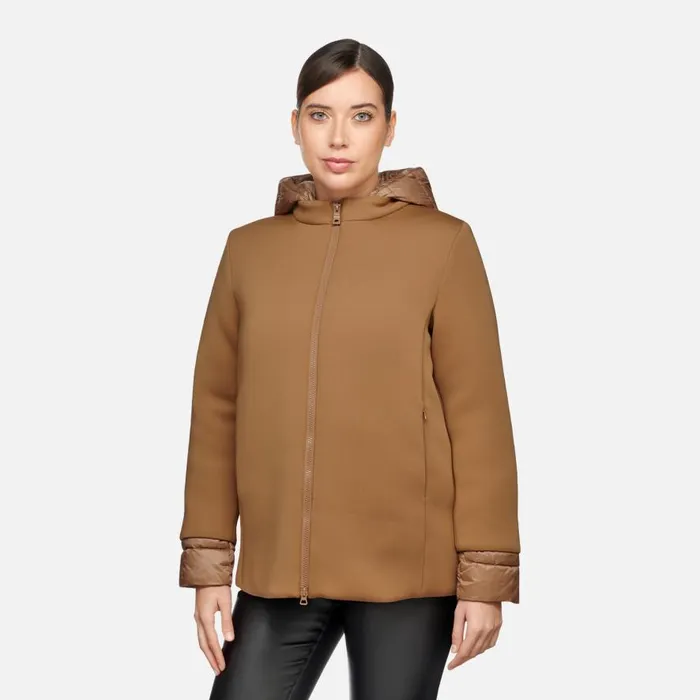 Geox Jackets CRISTAEL WOMAN Tiger039s Eye Jacket With Hood Tiger039s Eye 8211 Woman