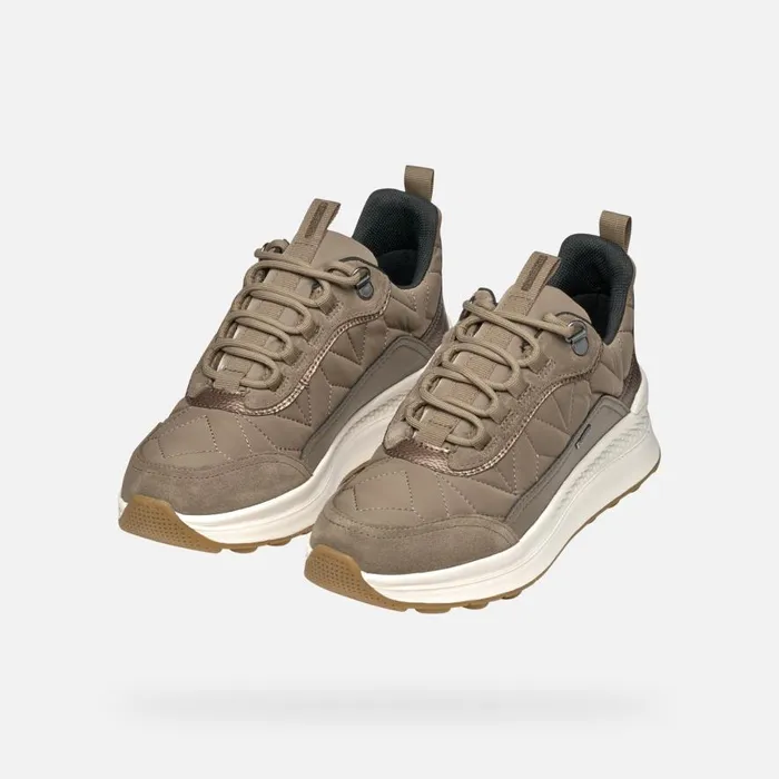 Geox Sneakers SPHERICA ACTIF X2 ABX WOMAN Taupe Waterproof Trainers Taupe 8211 Woman