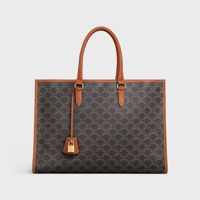 Horizontal Cabas In Triomphe Canvas And Calfskin Tan Women CELINE CABAS