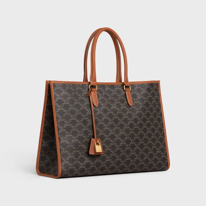 Horizontal Cabas In Triomphe Canvas And Calfskin Tan Women CELINE CABAS Horizontal Cabas In Triomphe Canvas And Calfskin Tan Women CELINE CABAS
