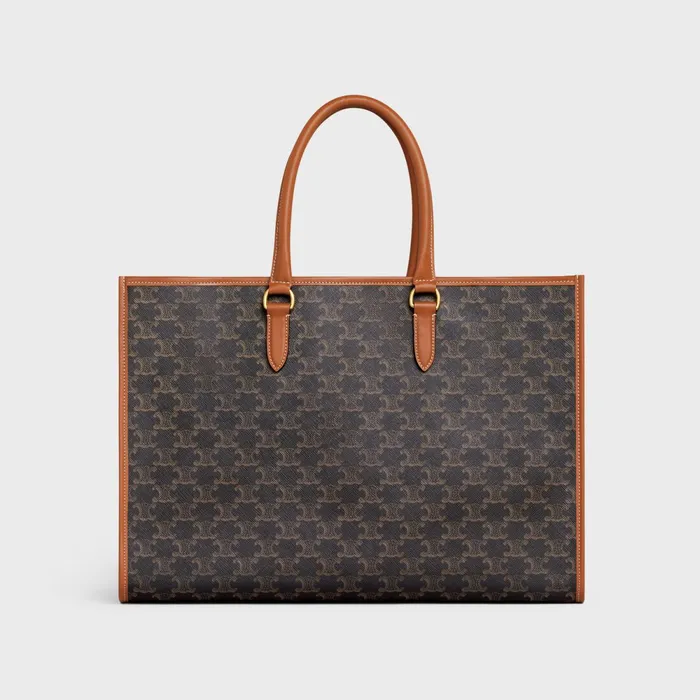 Horizontal Cabas In Triomphe Canvas And Calfskin Tan Women CELINE CABAS Horizontal Cabas In Triomphe Canvas And Calfskin Tan Women CELINE CABAS