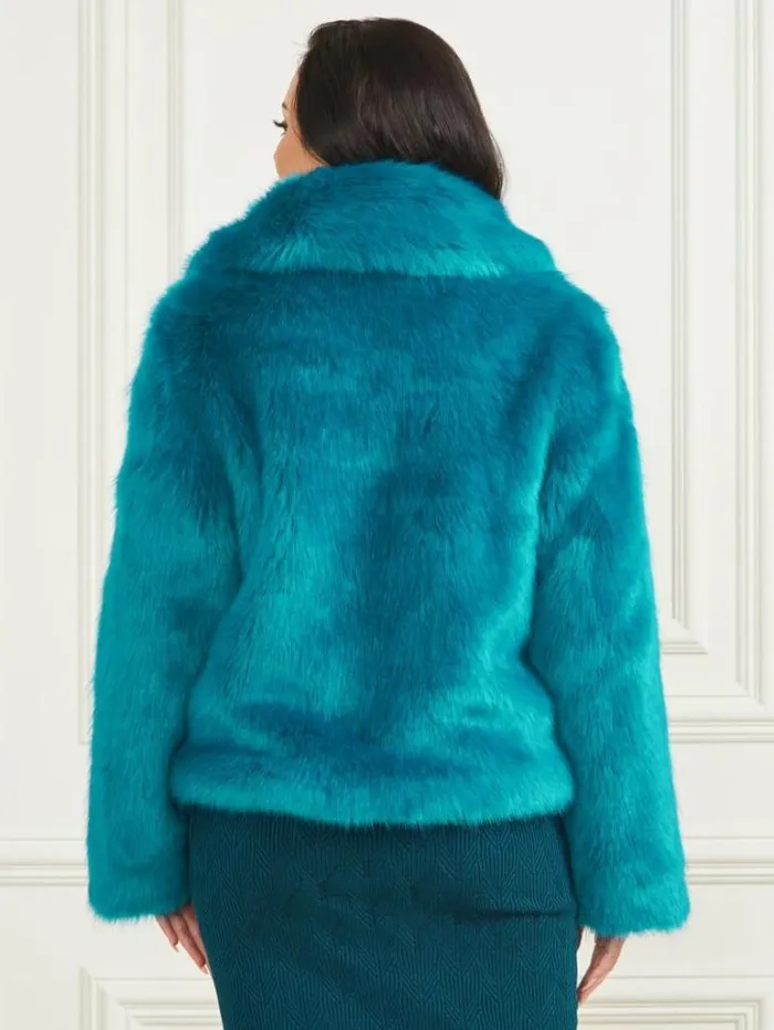 Jackets Women Marciano Gwenda FauxFur Jacket Bermuda Blue With Darker Jackets Women Marciano Gwenda FauxFur Jacket Bermuda Blue With Darker