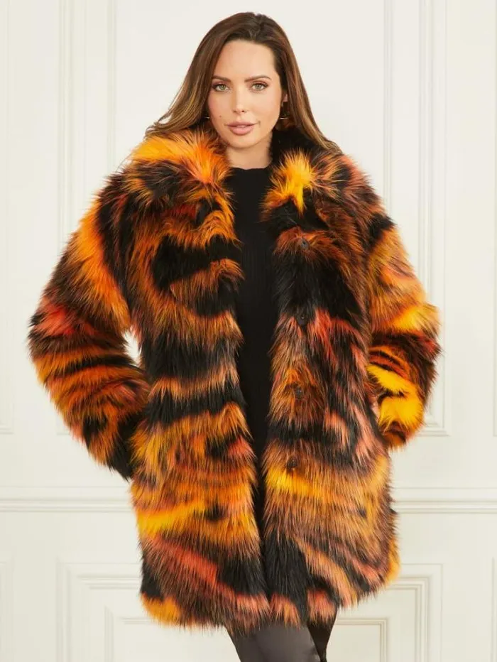 Jackets Women Marciano Kierra FauxFur Coat Night Animal Jacquard