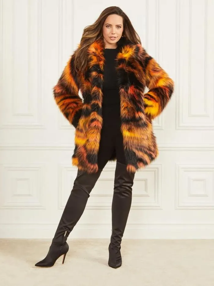 Jackets Women Marciano Kierra FauxFur Coat Night Animal Jacquard Jackets Women Marciano Kierra FauxFur Coat Night Animal Jacquard