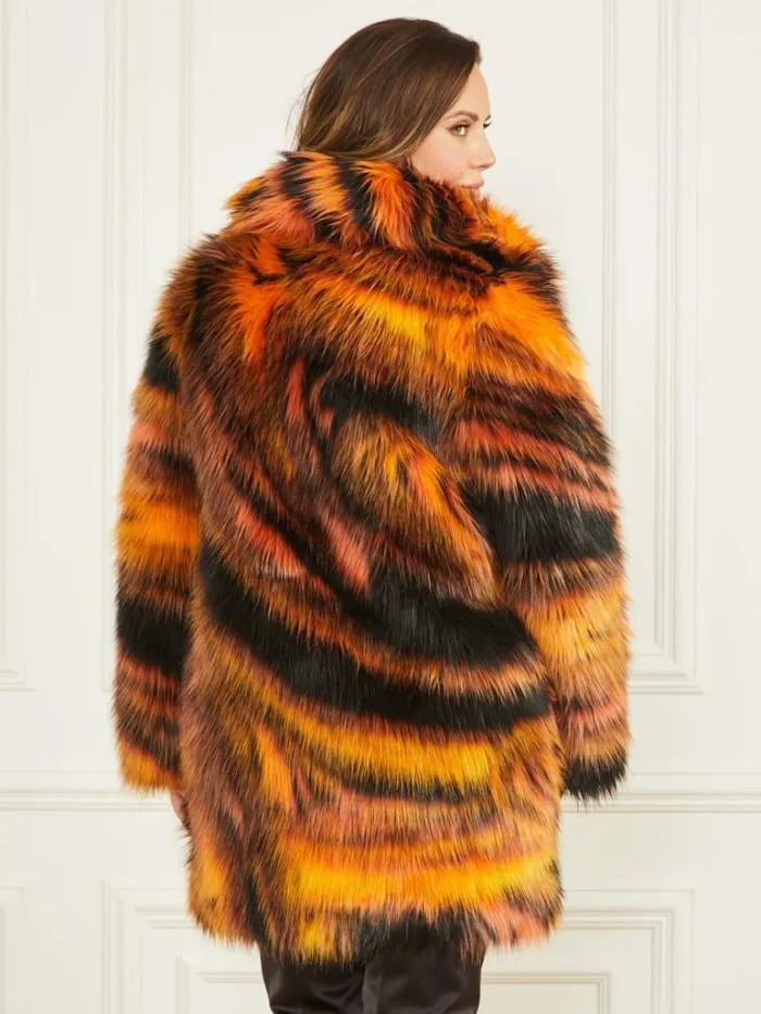 Jackets Women Marciano Kierra FauxFur Coat Night Animal Jacquard Jackets Women Marciano Kierra FauxFur Coat Night Animal Jacquard