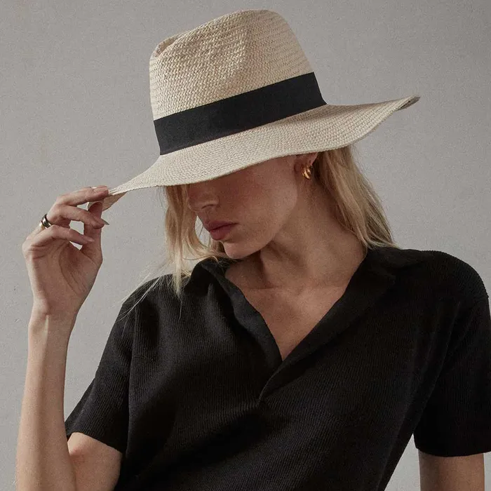 James Perse Hats Harbor Straw Hat Naturalblack 8211 Women