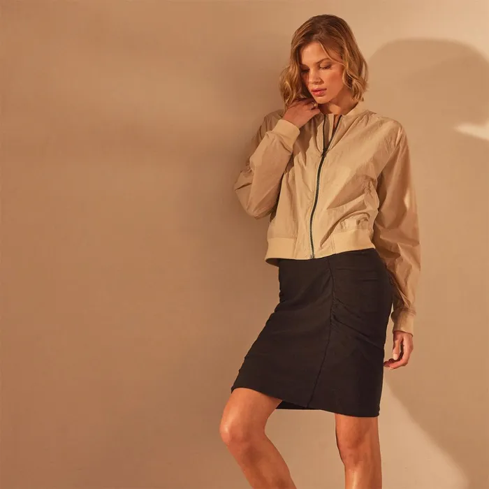 James Perse JacketsOuterwear Lightweight Bomber Jacket Sand 8211 Women