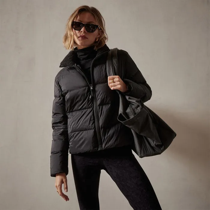 James Perse JacketsOuterwear Side Stripe Puffer Jacket Blackblack 8211 Women