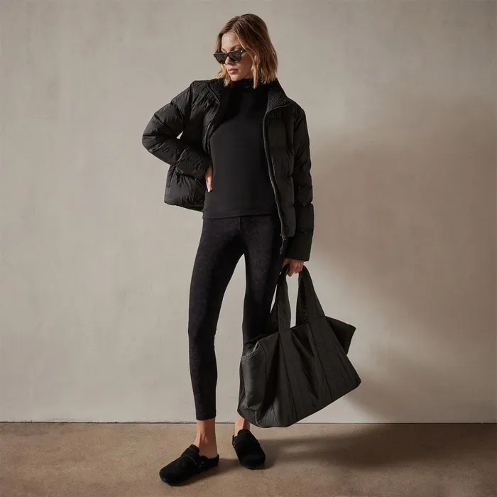 James Perse JacketsOuterwear Side Stripe Puffer Jacket Blackblack 8211 Women