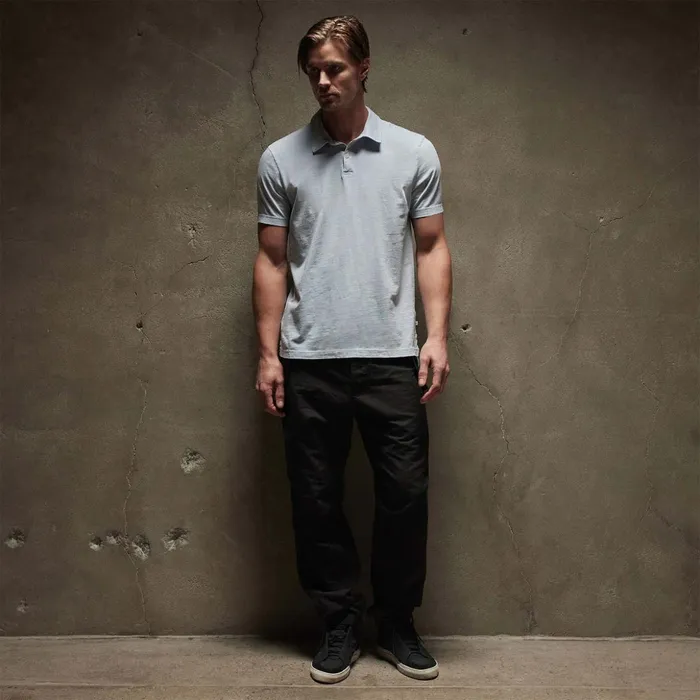 James Perse PolosNovelty Tops Sueded Jersey Polo Open Sky Pigment 8211 Men