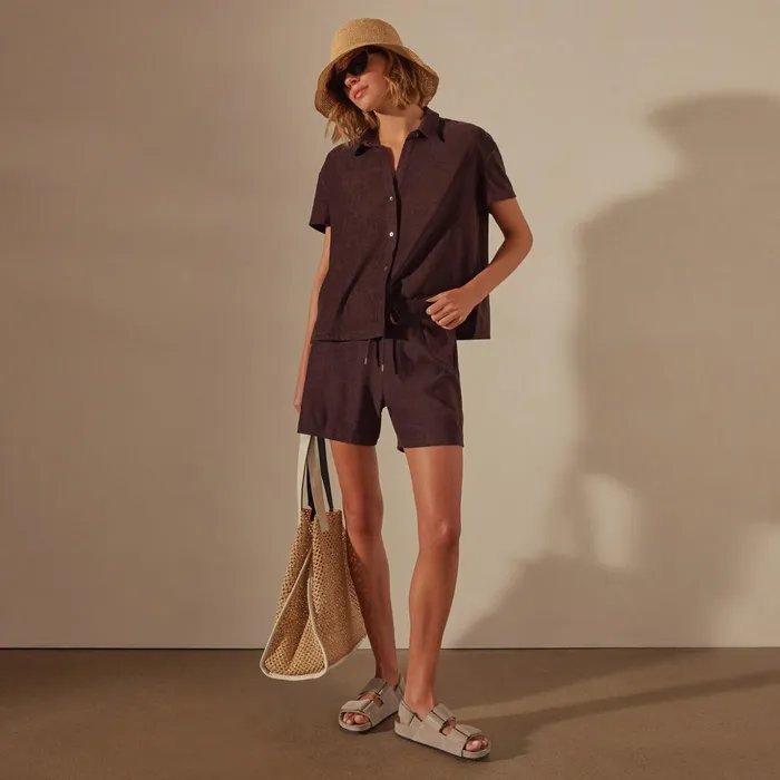 James Perse Shorts Cotton Terry Sweat Short Mahogany 8211 Women