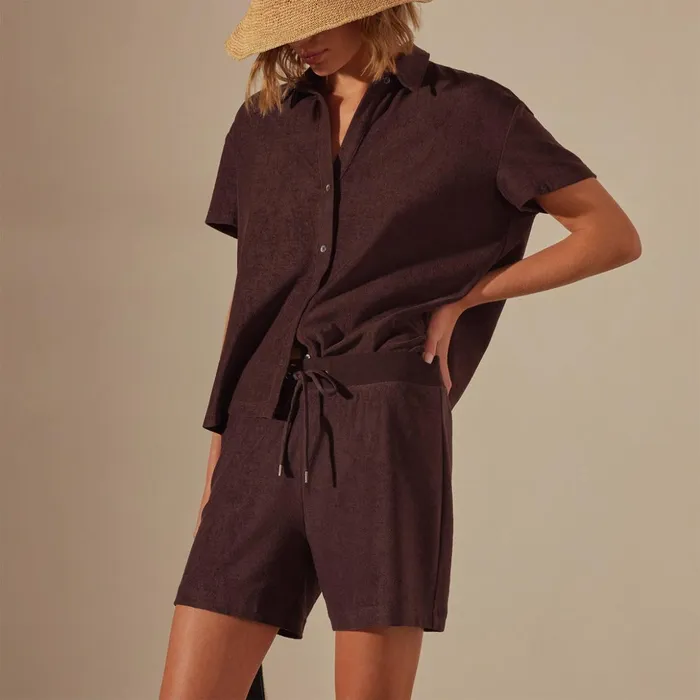 James Perse Shorts Cotton Terry Sweat Short Mahogany 8211 Women