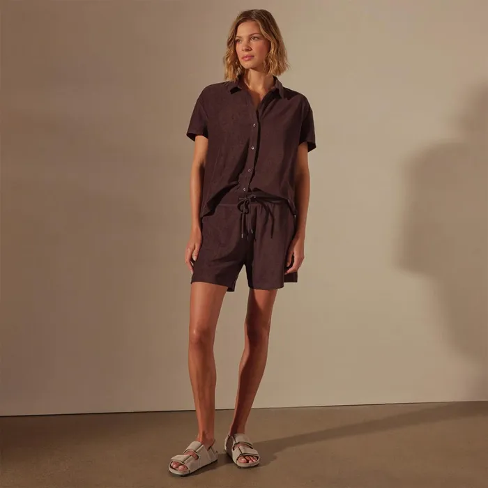 James Perse Shorts Cotton Terry Sweat Short Mahogany 8211 Women