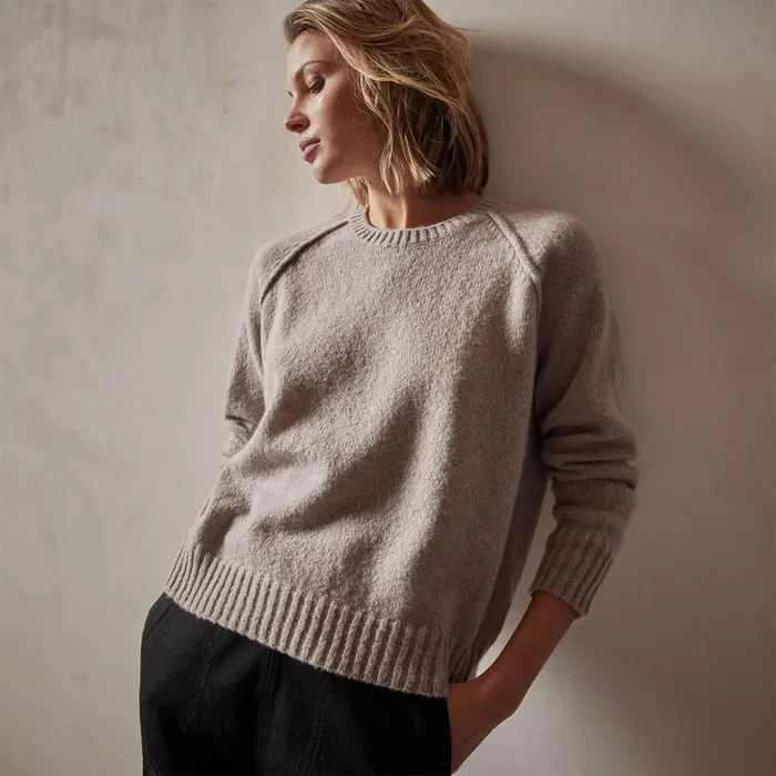 James Perse Sweaters Cashmere Crew Sweater Silver Wheat 8211 Women