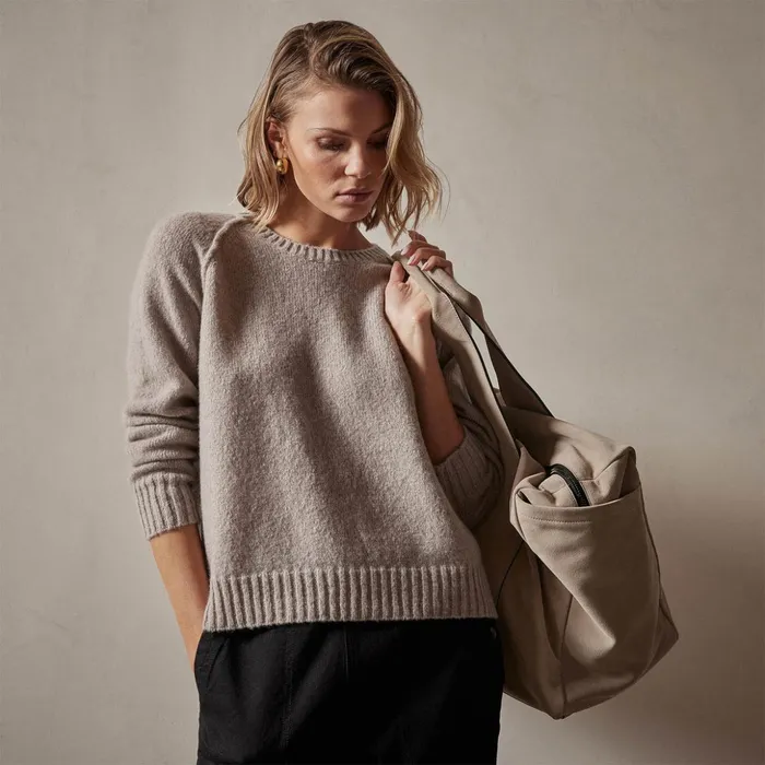 James Perse Sweaters Cashmere Crew Sweater Silver Wheat 8211 Women