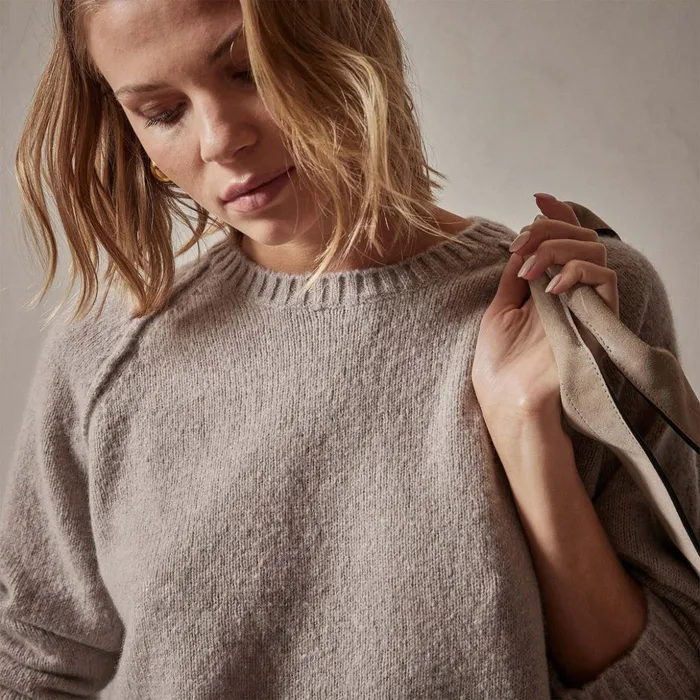 James Perse Sweaters Cashmere Crew Sweater Silver Wheat 8211 Women