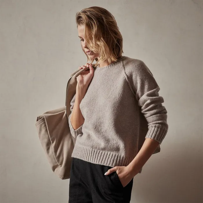 James Perse Sweaters Cashmere Crew Sweater Silver Wheat 8211 Women
