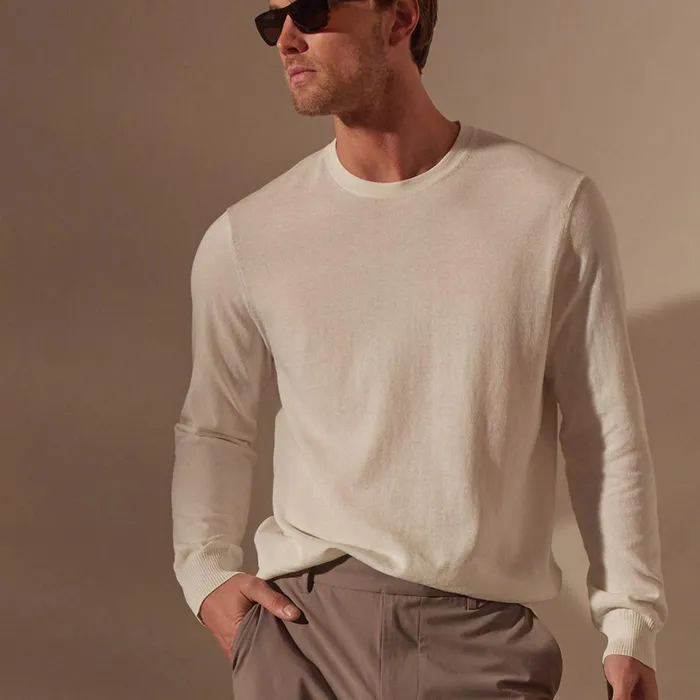 James Perse Sweaters Stretch Cotton Crew Sweater White 8211 Men