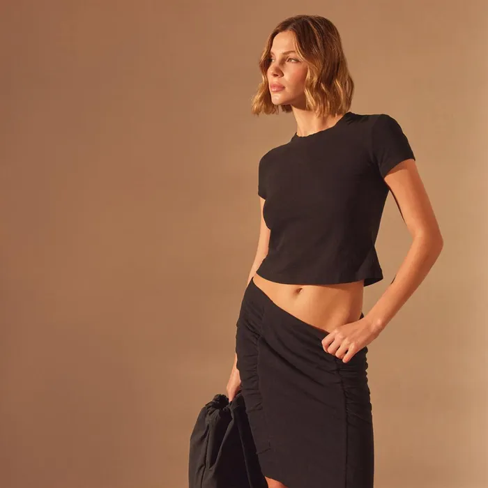 James Perse TShirts Brushed Jersey Cropped Tee Black 8211 Women