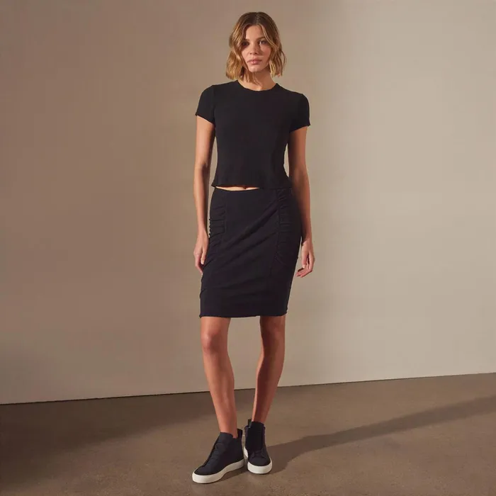 James Perse TShirts Brushed Jersey Cropped Tee Black 8211 Women