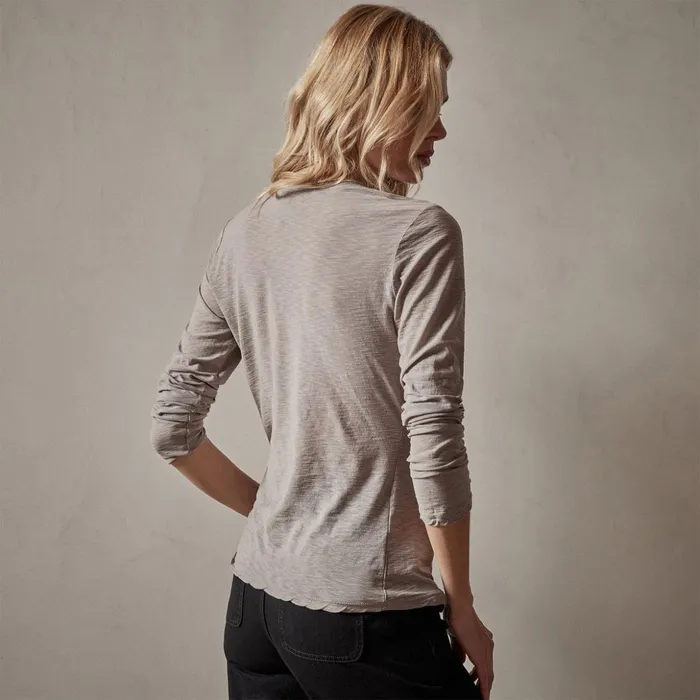 James Perse TShirts Sheer Slub Long Sleeve V Neck Tee Dapple 8211 Women