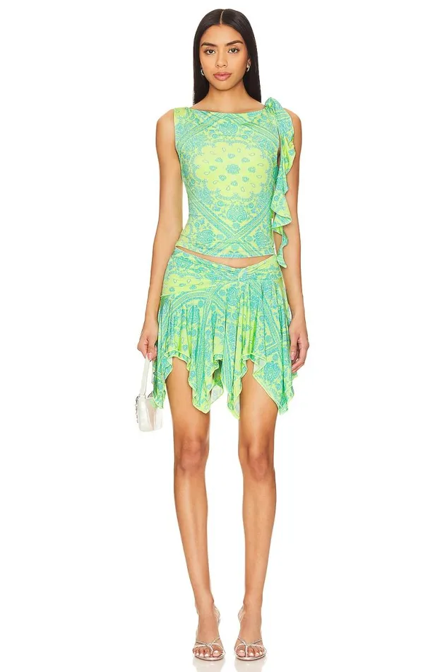 Juna Mini Skirt Green Bandana Women Lovers and Friends Skirts