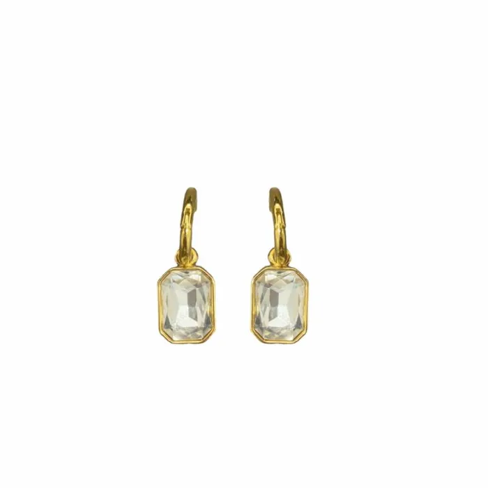Kenneth Jay Lane Clear Crystal Earrings Women Gold Pierced Huggie Clear Crystal Stone Drop Earring Kenneth Jay Lane Clear Crystal Earrings Women Gold Pierced Huggie Clear Crystal Stone Drop Earring