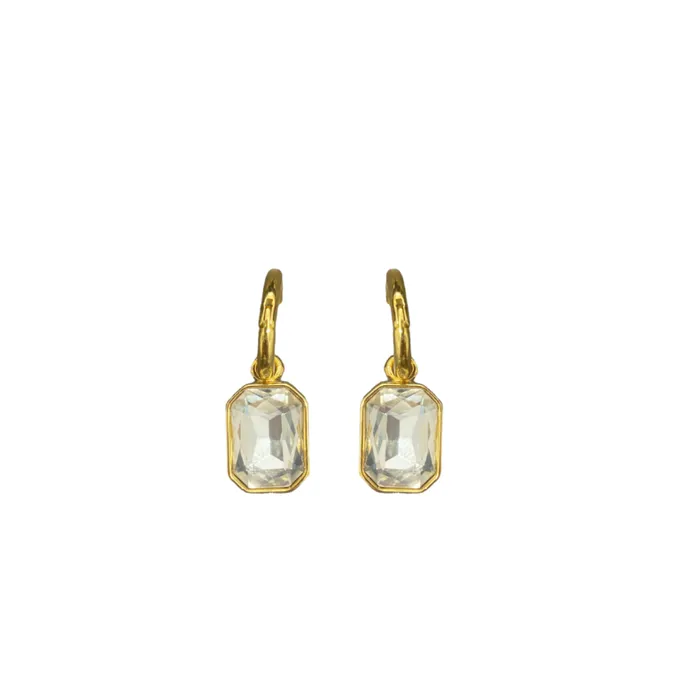 Kenneth Jay Lane Clear Crystal Earrings Women Gold Pierced Huggie Clear Crystal Stone Drop Earring Kenneth Jay Lane Clear Crystal Earrings Women Gold Pierced Huggie Clear Crystal Stone Drop Earring