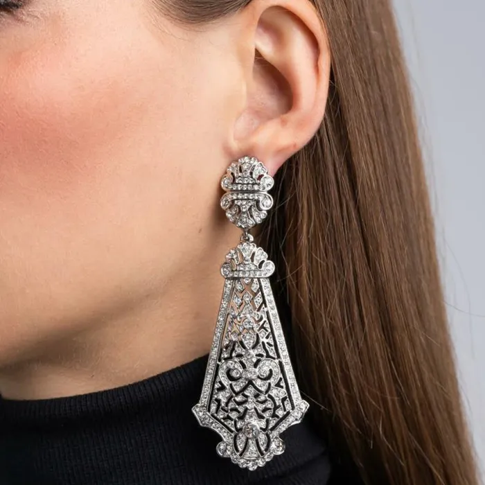 Kenneth Jay Lane Clear Crystal Earrings Women Silver And Crystal Large Prism Drop Clip Earrings Kenneth Jay Lane Clear Crystal Earrings Women Silver And Crystal Large Prism Drop Clip Earrings