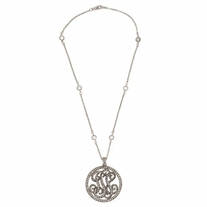 Kenneth Jay Lane Clear Crystal Necklaces Women Fancy Crystal Round Pendant Necklace