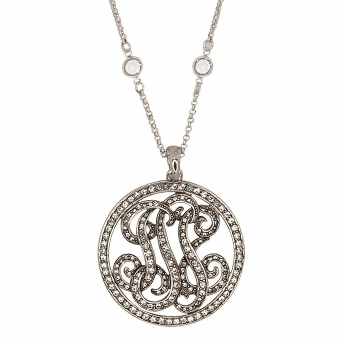 Kenneth Jay Lane Clear Crystal Necklaces Women Fancy Crystal Round Pendant Necklace
