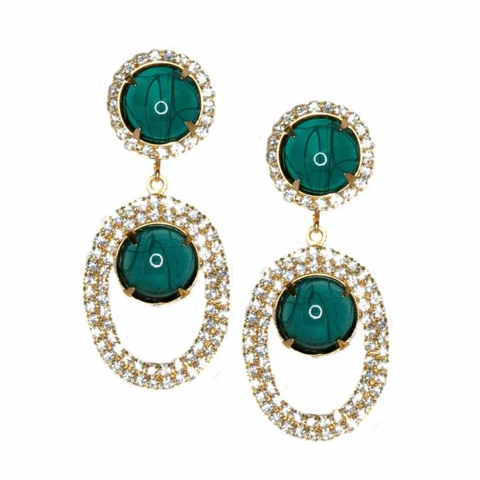 Kenneth Jay Lane Dark Color Gem Earrings Women Flawed Emerald Open Teardrop Clip Earrings Kenneth Jay Lane Dark Color Gem Earrings Women Flawed Emerald Open Teardrop Clip Earrings