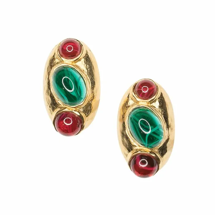 Kenneth Jay Lane Dark Color Gem Earrings Women Ruby And Emerald Clip Earrings Kenneth Jay Lane Dark Color Gem Earrings Women Ruby And Emerald Clip Earrings